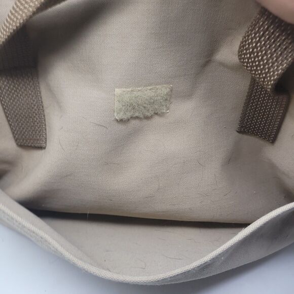 Vtg Eddie Bauer Ford Leather Trim Khaki Tan Canvas Duffle Bag Carry On 22x12x12 - Picture 7 of 12